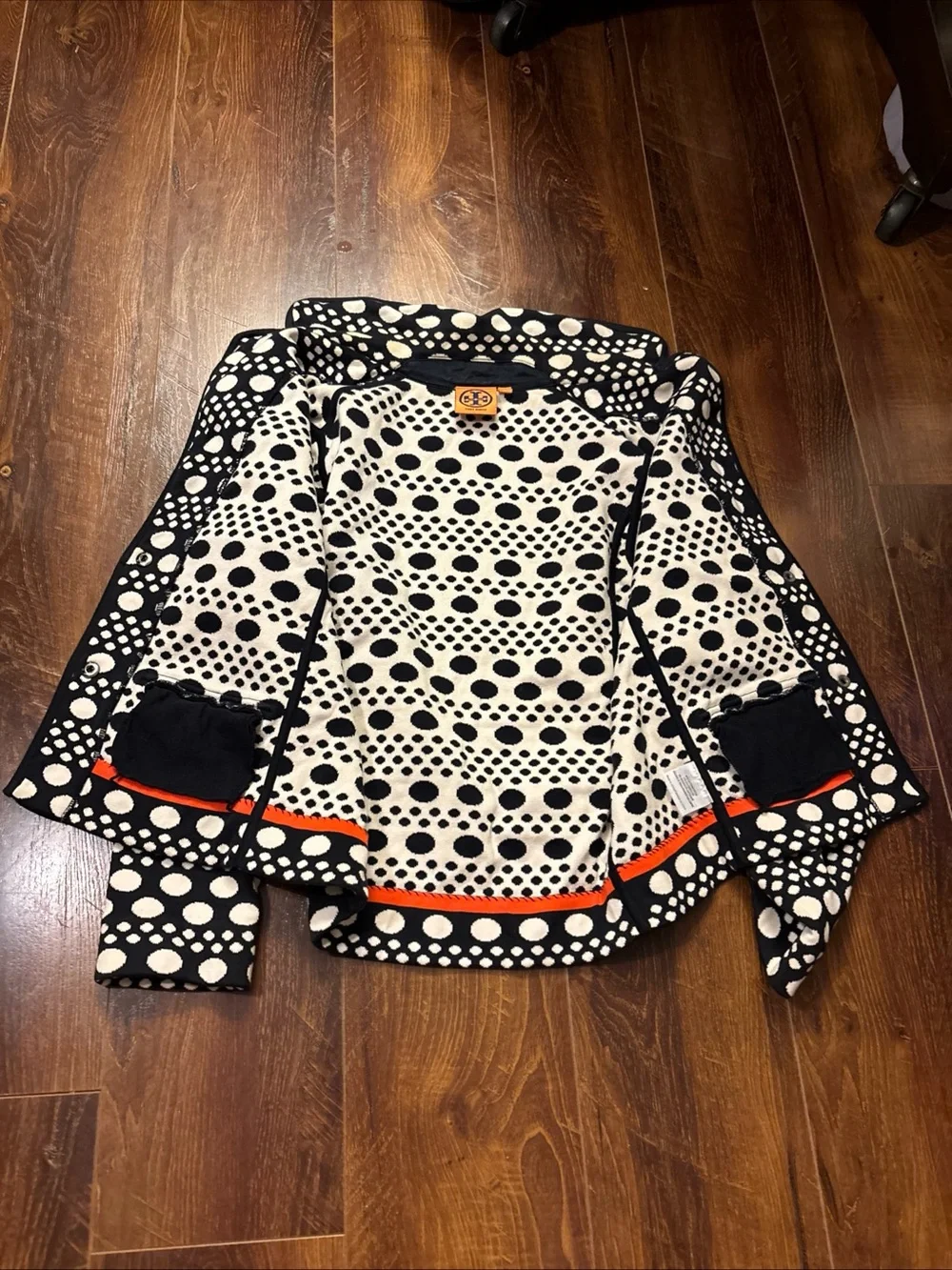 Tory Burch Elijah Jacket Blazer Navy Blue Dots Womens XSmall Button Front